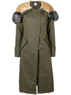 Pinko Hooded Single Breasted Coat - Green