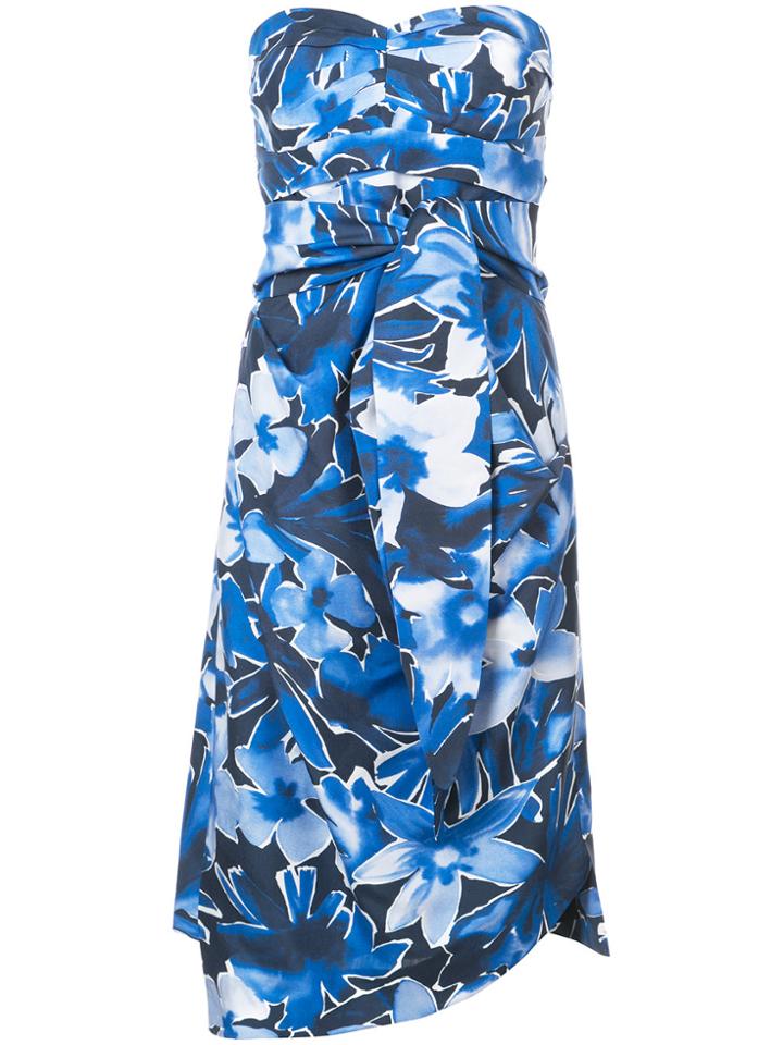 Michael Kors Collection Floral Print Tube Dress - Blue