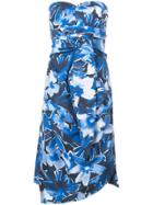 Michael Kors Collection Floral Print Tube Dress - Blue