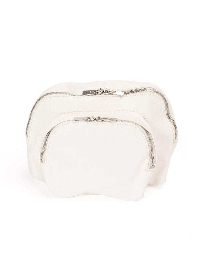 Guidi Zip Detail Clutch - White