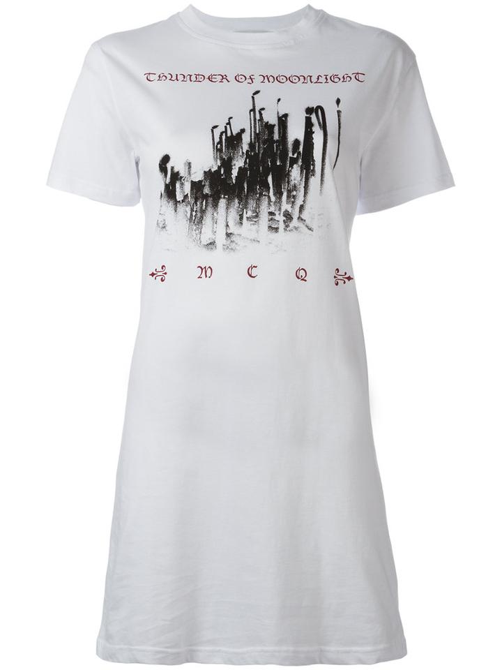 Mcq Alexander Mcqueen Printed T-shirt Dress, Women's, Size: Medium, White, Cotton