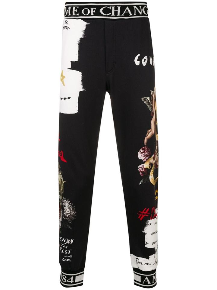 Dolce & Gabbana Cherub Print Track Pants - Black
