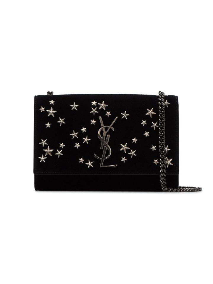 Saint Laurent Kate Star Embellished Suede Shoulder Bag - Black