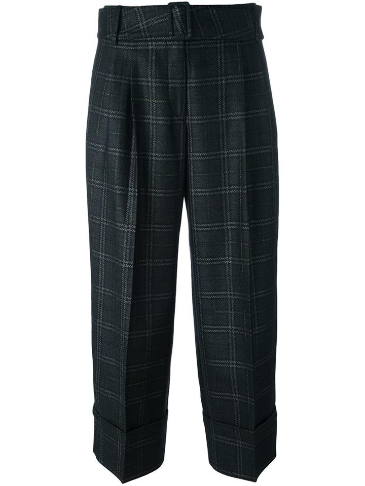 Antonio Marras Plaid Tapered Cropped Trousers, Women's, Size: 38, Grey, Cotton/polyamide/acetate/wool