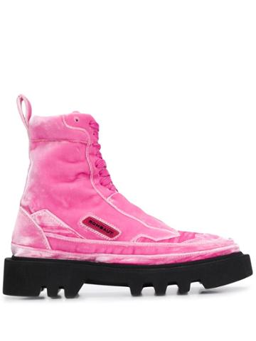 Rombaut Ridged Sole Ankle Boots - Pink
