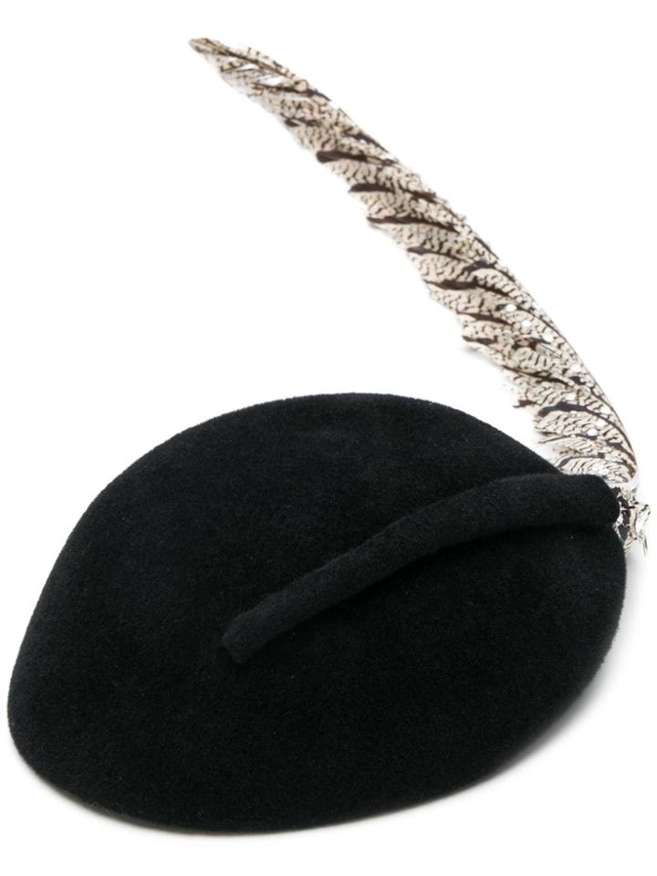 Gucci Crystal-embellished Feather Hat - Black