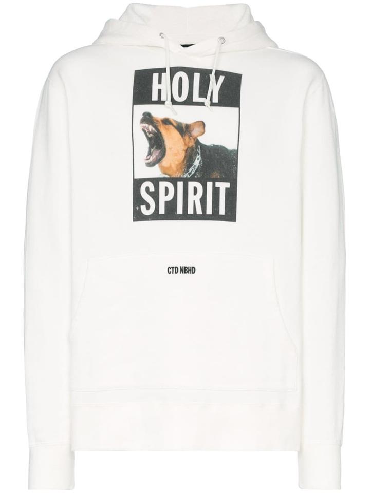 Neighborhood X Cali Holy Spirit And Dog Printed Cotton Hoodie - White