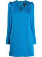 Cavalli Class Textured Puff-shoulder Dress - Blue
