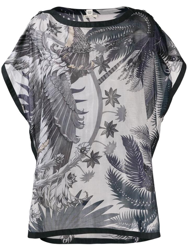 Hermès Vintage 2000's Palm Trees Kaftan Top - Blue