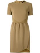 Gloria Coelho - Round Neck Pleated Dress - Women - Elastodiene/polyester/viscose - 42, Brown, Elastodiene/polyester/viscose