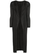 Pleats Please By Issey Miyake Pleated Open Coat - Black