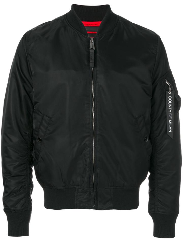 Marcelo Burlon County Of Milan Front Zip Bomber Jacket - Black