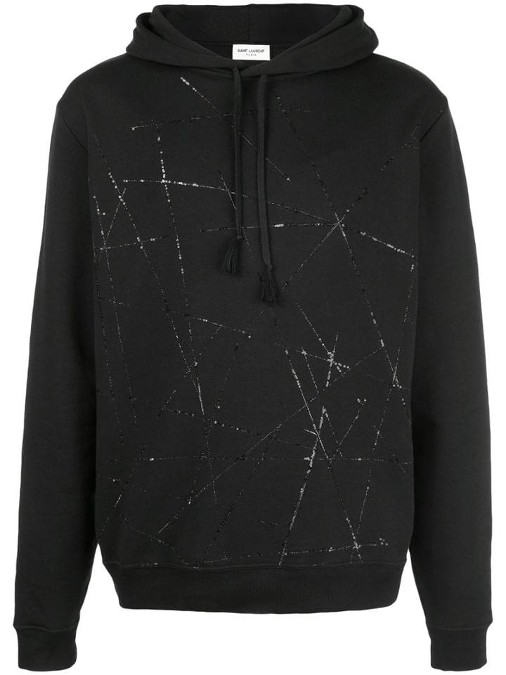 Saint Laurent Beam Print Hoodie - Black