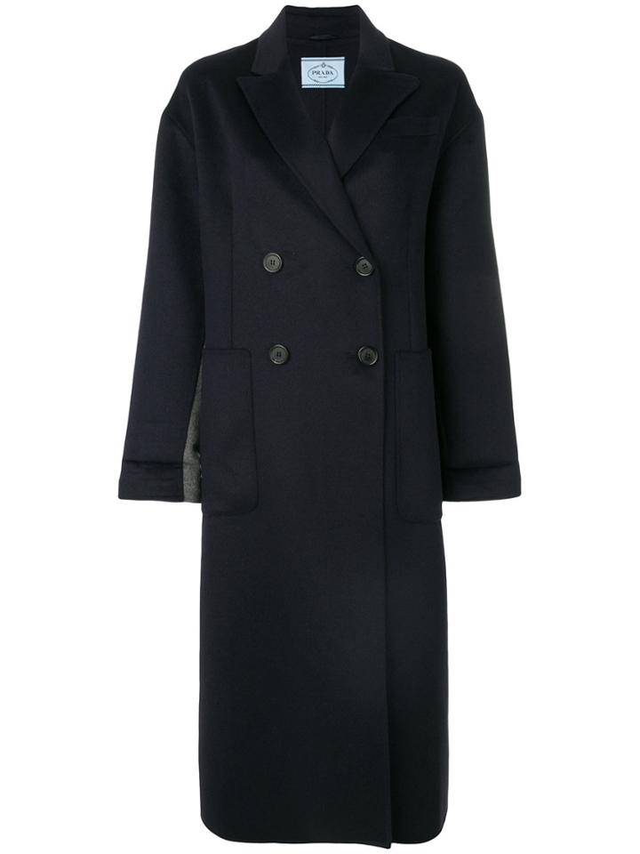 Prada Double Breasted Coat - Blue
