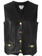 Céline Vintage Leather Waistcoat, Women's, Size: 42, Black