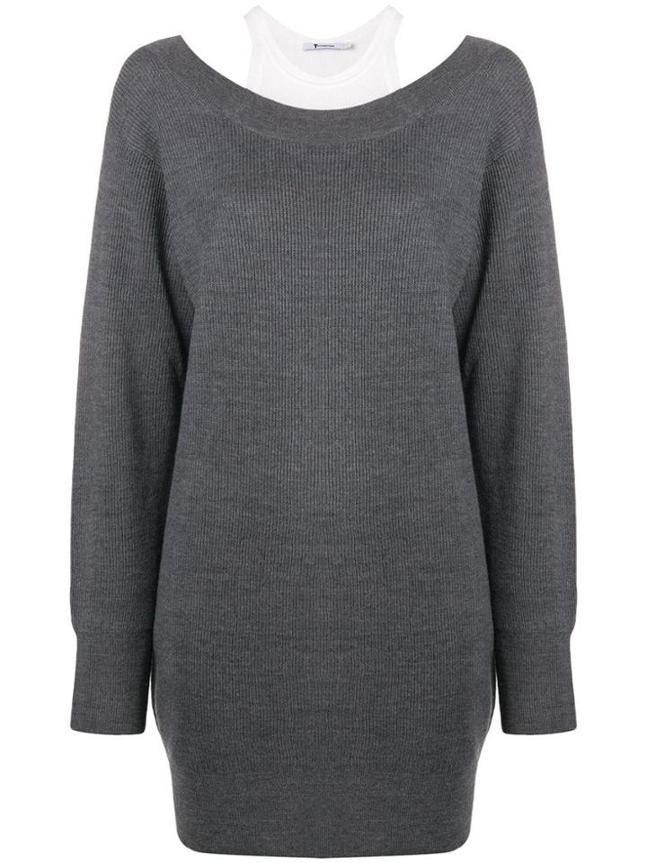T By Alexander Wang Double Layer Sweater Dress - Grey