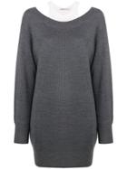 T By Alexander Wang Double Layer Sweater Dress - Grey