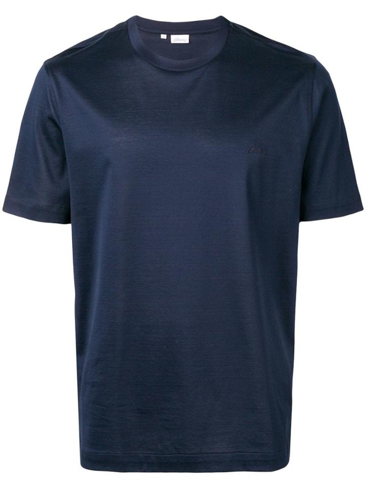 Brioni Logo Embroidered T-shirt - Blue