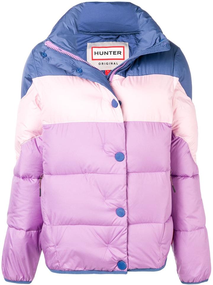 Hunter Colour Block Puffer Jacket - Purple