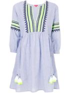 Sunuva Embroidered Striped Dress - Blue