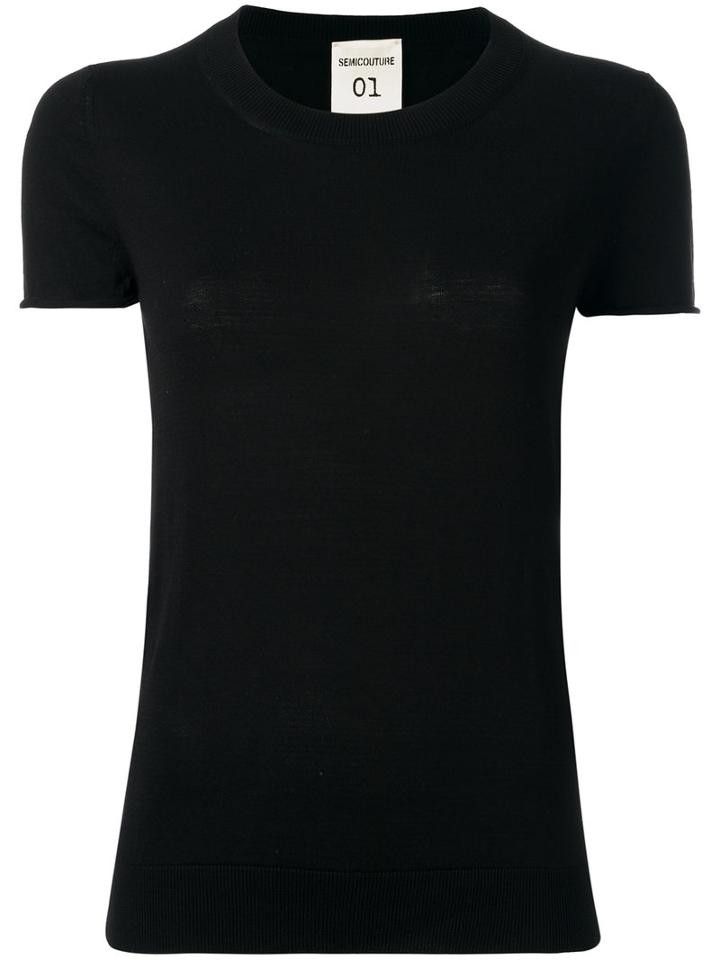 Semicouture Alton Knitted T-shirt, Size: Xl, Black, Cotton