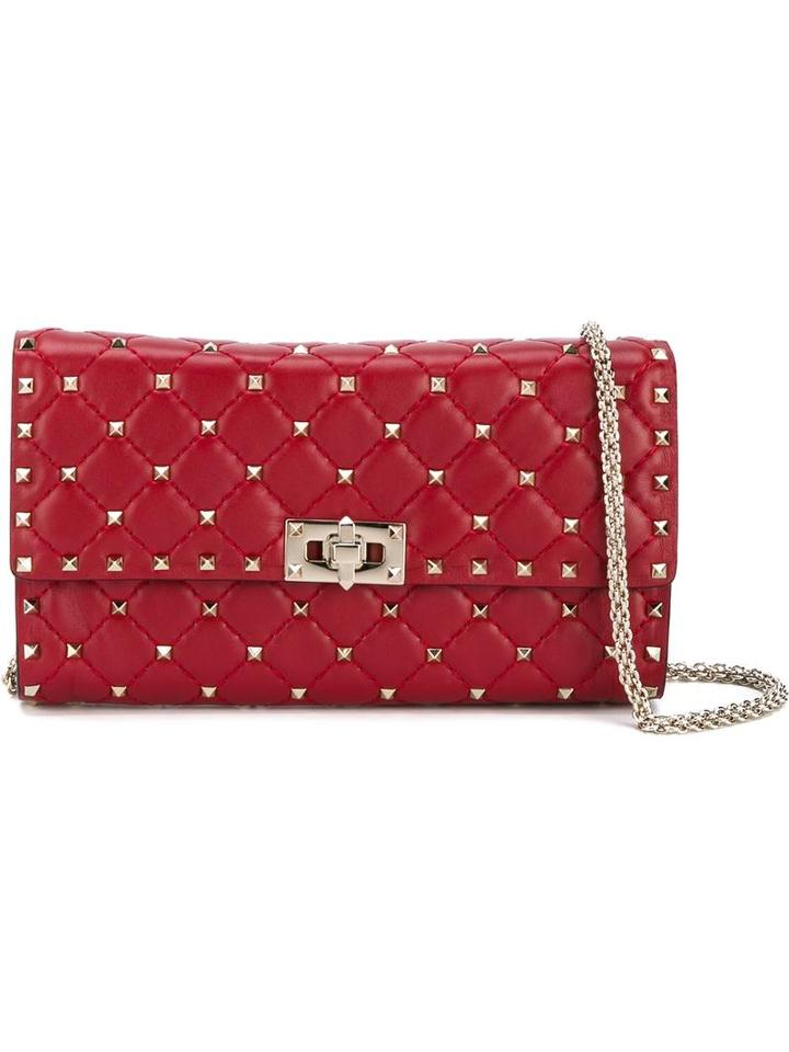 Valentino Valentino Garavani Spike Shoulder Bag, Women's, Red, Leather/metal