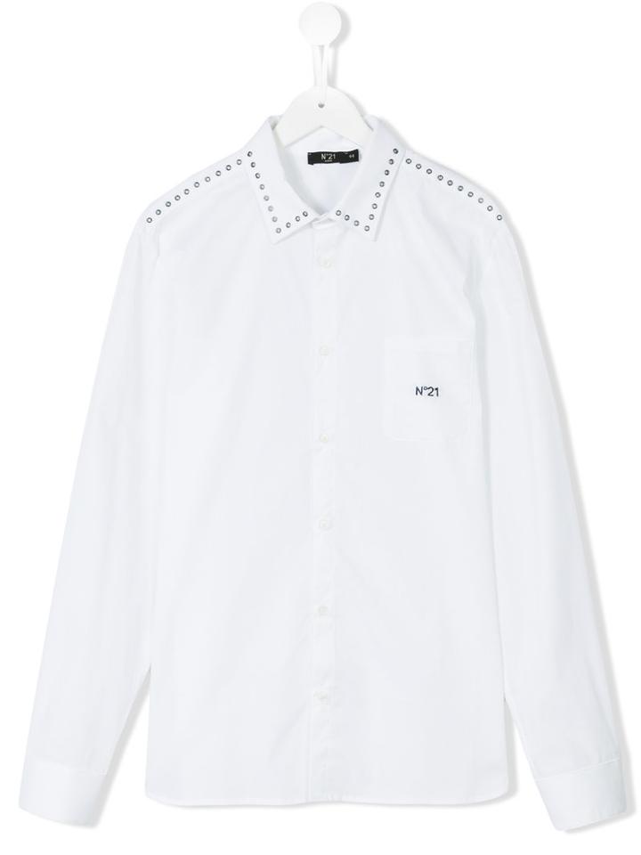 No21 Kids - Classic Shirt - Kids - Cotton/spandex/elastane - 14 Yrs, Boy's, White