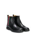 Gucci Kids Web Trim Ankle Boots - Black