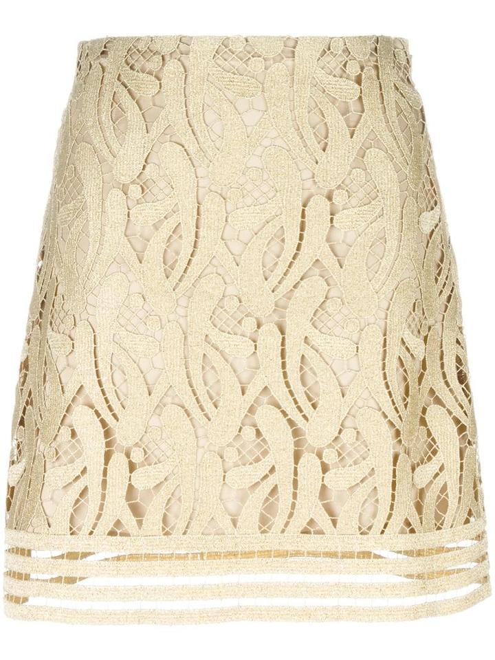 No21 Lace Skirt, Women's, Size: 44, Nude/neutrals, Polyester/metallic Fibre/viscose