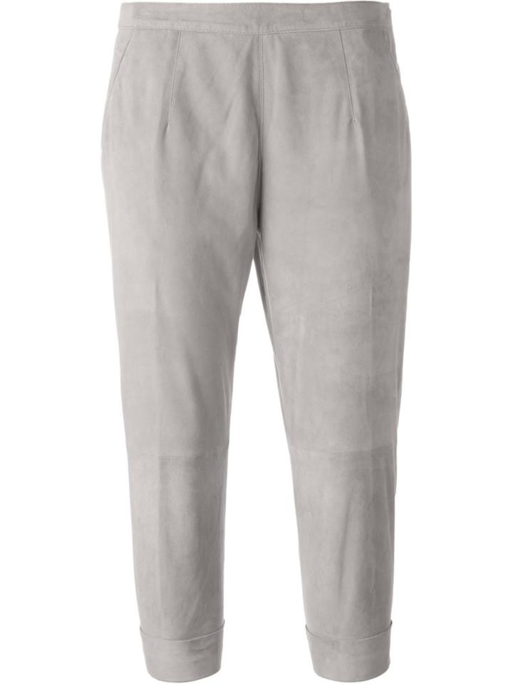 Eleventy Relaxed Fit Trousers, Women's, Size: 40, Nude/neutrals, Suede