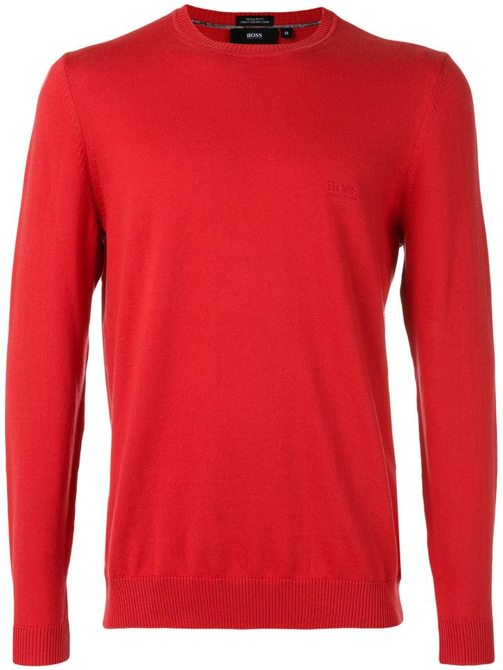 Boss Hugo Boss - Crew Neck Jumper - Men - Cotton - L, Red, Cotton