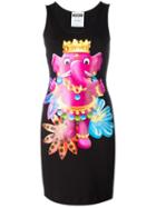 Moschino Crowned Elephant Tank Dress, Women's, Size: 40, Black, Cotton/other Fibres