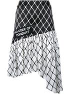 Ashley Williams Fishnet Print Asymmetric Silk Skirt