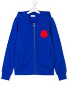 Moncler Kids Teen Contrasting Patch Hoodie - Blue