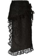 No21 Floral Lace Asymmetric Skirt, Women's, Size: 42, Black, Polyester/acetate/silk
