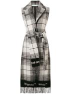 Off-white Sleeveless Checked Coat - Black