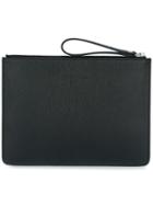 Salvatore Ferragamo Embossed Rectangular Wristlet Clutch, Men's, Black, Calf Leather