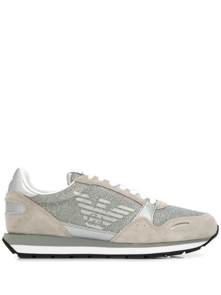 Emporio Armani Glitter Logo Sneakers - Grey