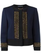 Alberta Ferretti Embellished Jacket, Women's, Size: 42, Blue, Polyester/virgin Wool/other Fibers/acetate