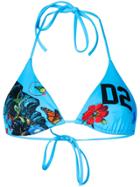 Dsquared2 Printed Triangle Bikini Top - Blue