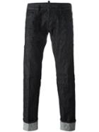 Dsquared2 'dean' Ruched Effect Jeans, Men's, Size: 48, Black, Cotton/polyester