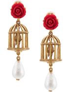 Oscar De La Renta Birdcage Pendant Earrings - Gold