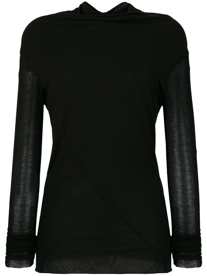 Rick Owens Lilies Cowl Neck Top - Black
