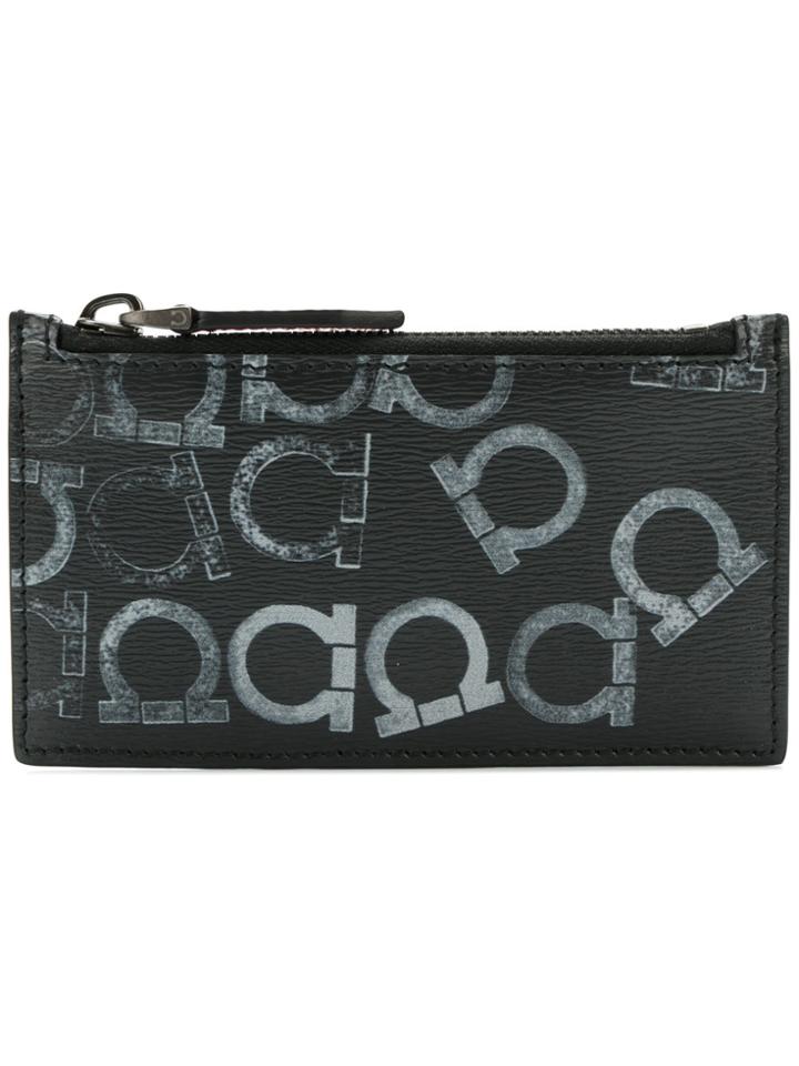 Salvatore Ferragamo Gancio Print Zipped Cardholder - Grey