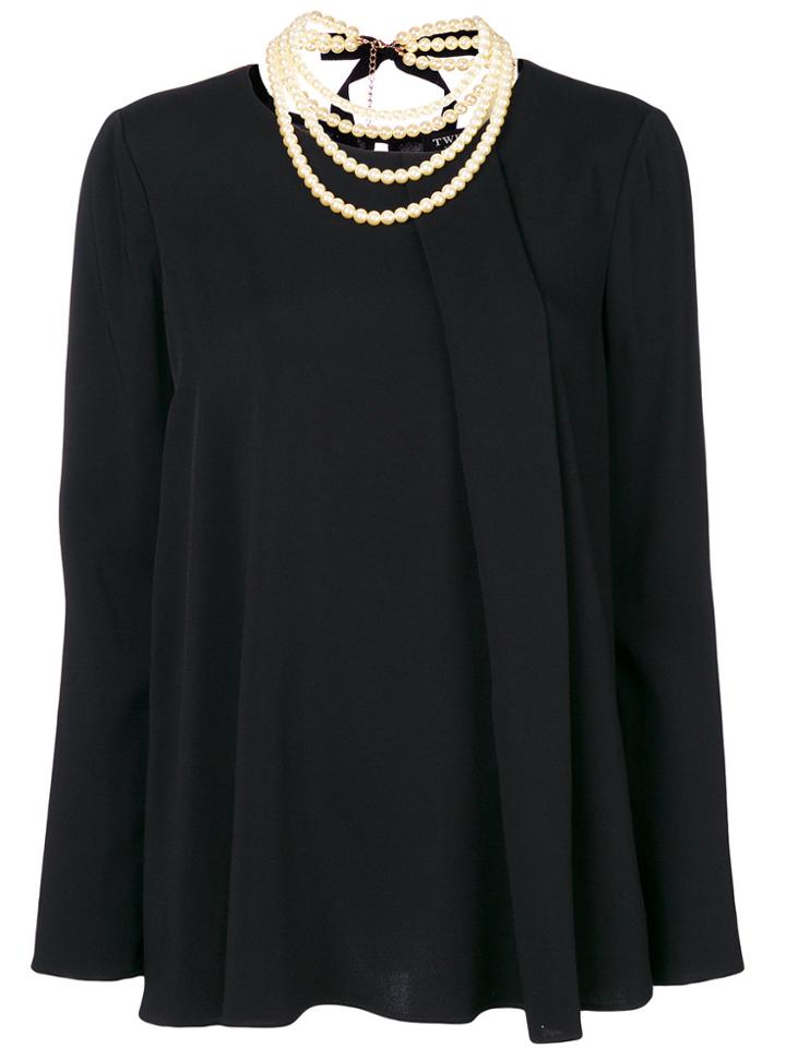 Twin-set Pleated Blouse - Black