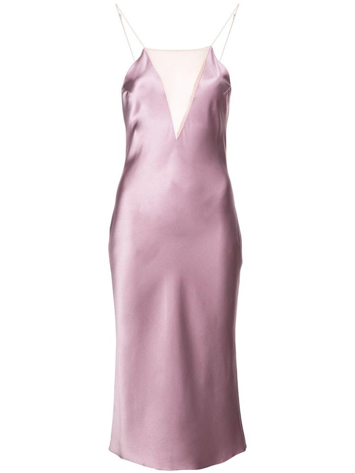 Fleur Du Mal Sheer Plunge Slip Dress - Purple