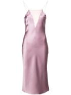 Fleur Du Mal Sheer Plunge Slip Dress - Purple