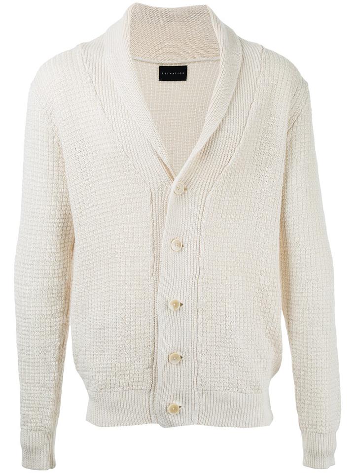 Estnation - Ribbed Cardigan - Men - Linen/flax - M, White, Linen/flax