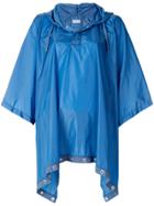 Moncler Grommet Trim Hooded Poncho - Blue