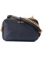 Miu Miu Chain Detail Crossbody Bag, Women's, Blue, Goat Skin